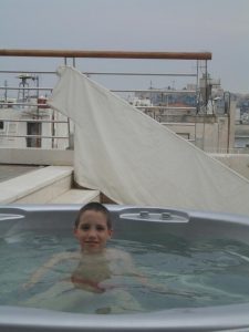 Tom in the roof-top spa