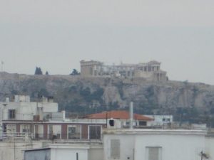 View of Parthenon on Acropolis from roof pool area