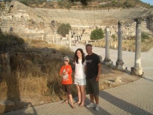 Outside theatre where harbour used to be