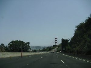 Arriving into San Fran over Golden Gate Bridge.