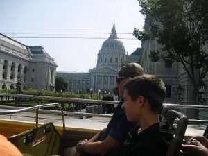 Tom on bus tour: City Hall.