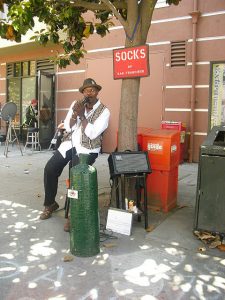 ‘Socks of SF’ busking at cable car terminus