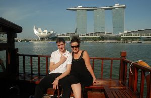 Raffles cruise and Marina Bay Sands Hotel.