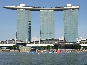 Set of cricket stumps OR Marina Bay Sands Hotel?