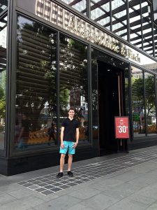 Tom outside A&F.