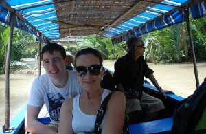 Mary and Tom on Mekong canal.