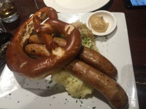 Huge bratwurst at our pub lunch