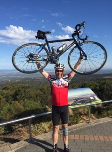 Mark and his bike at Mt Lofty.