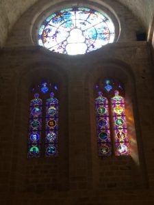 Beautiful glass windows added by Gustave Fayet.