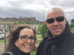 Walking up to the Cite de Carcassonne.