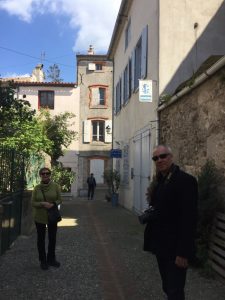 Mark and Judy in village of Montolieu.