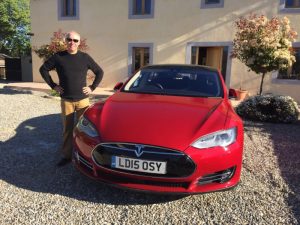 Mark loving the Tesla.