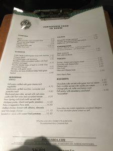 Menu at Povo.