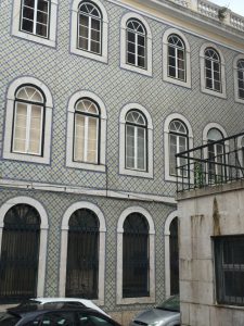 Moorish wall tiles in Alfama district.