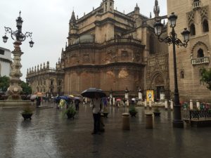 Waiting in front of Cathedral for our tour.