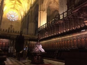 Huge choir section in Seville Cathedral.