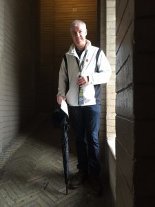 Mark on the ramp inside Giralda Tower.