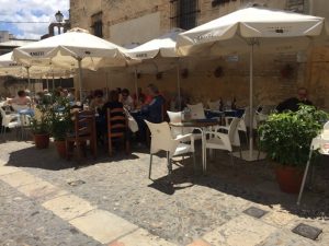 The tiny Plaza where we ate lunch in Arcos.