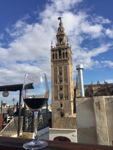 My wine and the Seville Cathedral.