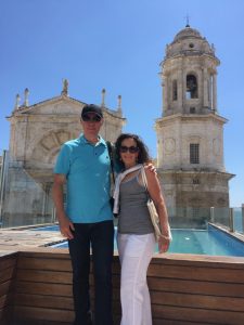 Both of us at roof top pool of our hotel.