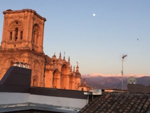 Sunset on Cathedral & Sierra Nevada behind.