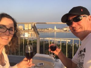 A Malaga sweet wine at the roof top terrace.