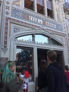 Outside the historic book store.