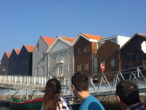 Renovated historic buildings along the canals.