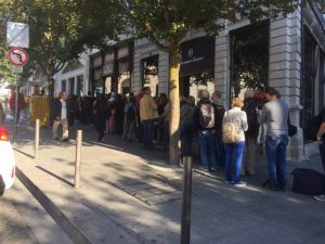 The long queue at Harry Potter book shop this am.