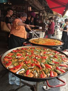 Chef & amazing paella out front of Viva 8.