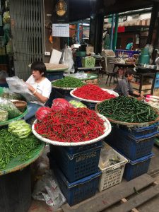 Chilies at the spice market along the bike tour