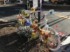 White bike: the bikes of those who didn’t return after 9/11 are painted white & left as symbols around the city