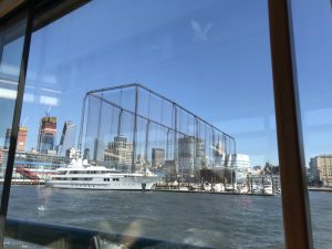 Driving range on one of Chelsea Piers