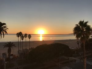 Sunset over Santa Monica from roof top bar