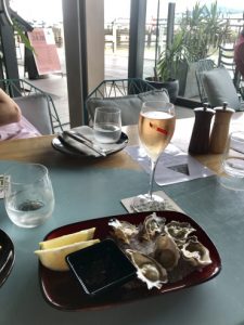 Oysters and Prosecco for lunch at the ‘Boatshed’.