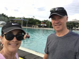 There is a huge free Lagoon Pool right on the board walk at the waters edge of Trinity Inlet.