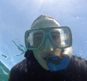 Tom snorkelling on Great Barrier Reef.