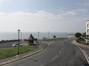 View from our balcony out to France