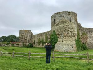 Mark taking a photo of Pevensey Castle.