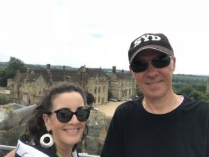 Us at top of entry to Battle Abbey grounds.