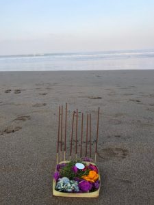 Offering on beach morning walk.