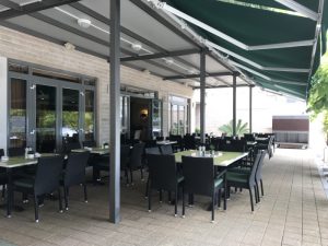 Empty restaurant at Hotel Saudade.